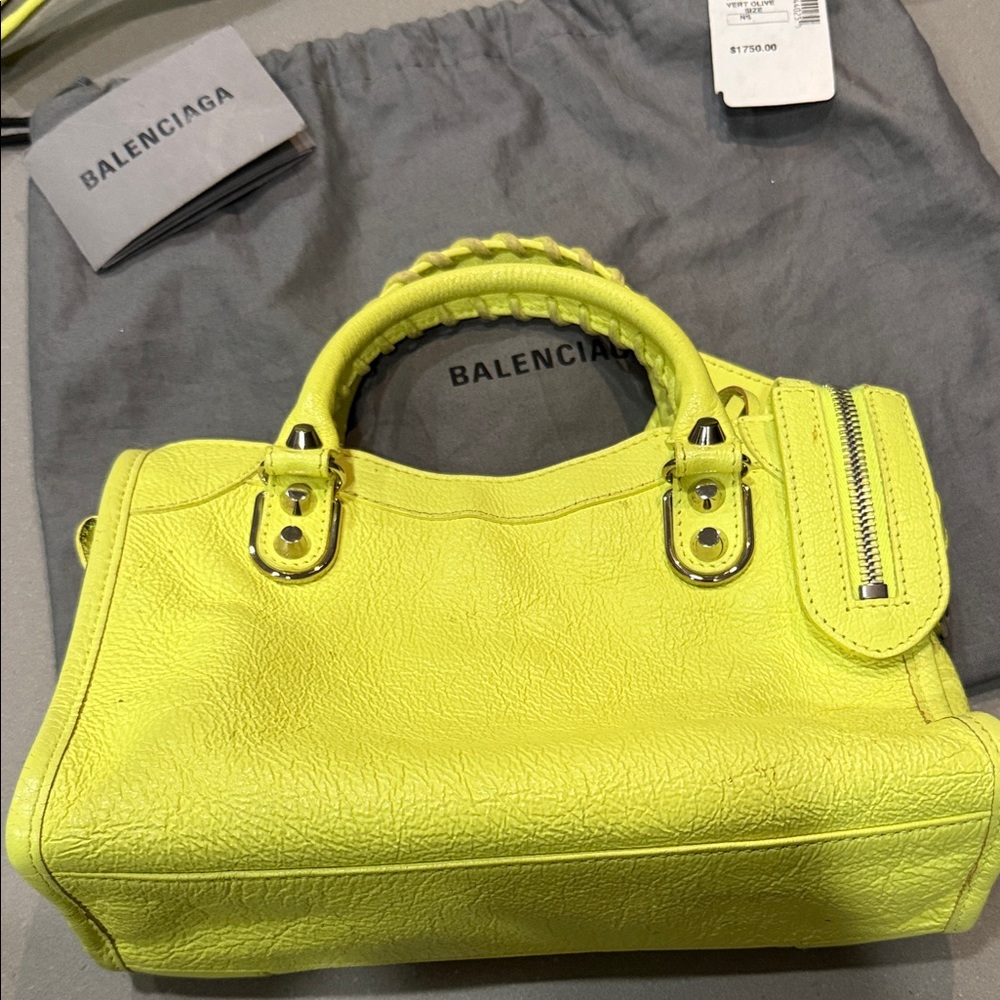 Balenciaga Mini Bag in Vibrant Neon Yellow - Picture 3 of 4